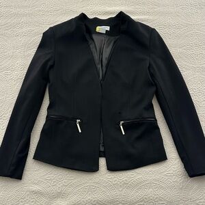 Women’s Carmen Marc Valvo Black Long Sleeve Blazer Jacket Good Detail Size S 4